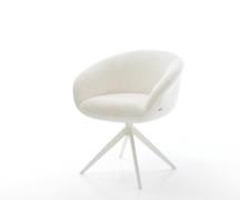 DELIFE Draaistoel Vinka-Flex met armleuning bouclé zacht beige kruisfr...