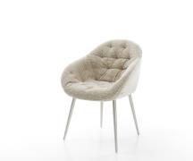 DELIFE Eetkamerstoel Gaio-Flex geweven stof beige 4-poot conisch roest...