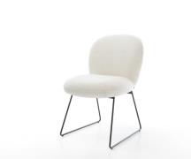 DELIFE Eetkamerstoel Nube-Flex bouclé zacht beige slipframe zwart pock...