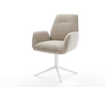 DELIFE Draaistoel Zoa-Flex geweven stof beige kruispoot wit 360° draai...