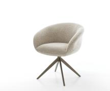 DELIFE Draaistoel Vinka-Flex met armleuning geweven stof beige kruisfr...