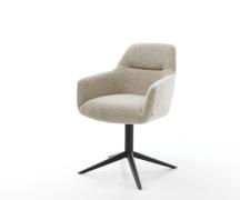 DELIFE Draaistoel Pejo-Flex geweven stof beige kruispoot zwart 360° dr...