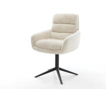 DELIFE Draaistoel Abelia-Flex met armleuning pluchen crème-wit kruispo...