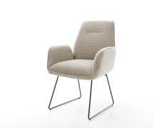 DELIFE Eetkamerstoel Zoa-Flex geweven stof beige slipframe zwart pocke...