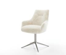 DELIFE Draaistoel Alja-Flex met armleuning pluchen crème-wit kruispoot...