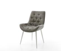 DELIFE Eetkamerstoel Taimi-Flex bouclé zacht mud 4-poot conisch roestv...