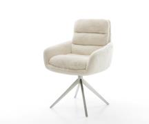 DELIFE Draaistoel Abelia-Flex met armleuning pluchen crème-wit kruisfr...