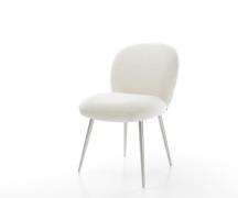 DELIFE Eetkamerstoel Nube-Flex bouclé zacht beige 4-poot conisch roest...