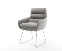 DELIFE Eetkamerstoel Abelia-Flex met armleuning zachte stof met struct...