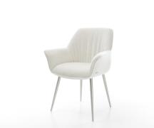 DELIFE Eetkamerstoel Keila-Flex met armleuning bouclé zacht beige 4-po...