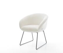 DELIFE Eetkamerstoel Vinka-Flex met armleuning bouclé zacht beige slip...