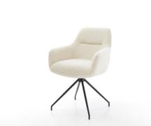 DELIFE Eetkamerstoel Pejo-Flex teddy beige kruisframe conisch zwart po...