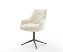 DELIFE Draaistoel Alja-Flex met armleuning pluchen crème-wit kruispoot...