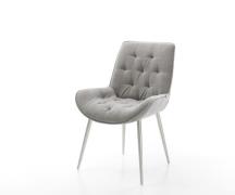 DELIFE Eetkamerstoel Taimi-Flex zachte stof met structuur grijs 4-poot...