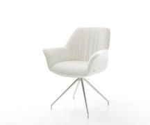 DELIFE Eetkamerstoel Keila-Flex met armleuning bouclé zacht beige krui...