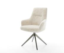 DELIFE Draaistoel Zelia-Flex met armleuning pluchen crème-wit kruisfra...