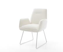 DELIFE Eetkamerstoel Zoa-Flex bouclé zacht beige slipframe roestvrij s...