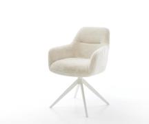 DELIFE Draaistoel Pejo-Flex pluchen crème-wit kruisframe breed wit 360...