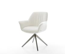 DELIFE Draaistoel Keila-Flex met armleuning bouclé zacht beige kruisfr...