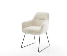 DELIFE Eetkamerstoel Pejo-Flex pluchen crème-wit slipframe zwart pocke...