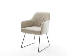 DELIFE Eetkamerstoel Greg-Flex geweven stof beige slipframe zwart pock...