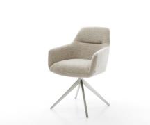 DELIFE Draaistoel Pejo-Flex geweven stof beige kruisframe breed roestv...