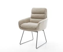 DELIFE Eetkamerstoel Abelia-Flex met armleuning geweven stof beige sli...