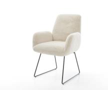 DELIFE Eetkamerstoel Zoa-Flex pluchen crème-wit slipframe zwart pocket...