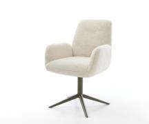 DELIFE Draaistoel Zoa-Flex pluchen crème-wit kruispoot afwerking met t...