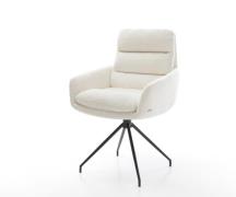 DELIFE Eetkamerstoel Abelia-Flex met armleuning bouclé zacht beige kru...