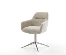 DELIFE Draaistoel Pejo-Flex geweven stof beige kruispoot roestvrij sta...