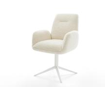 DELIFE Draaistoel Zoa-Flex teddy beige kruispoot wit 360° draaibaar ro...