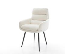 DELIFE Eetkamerstoel Abelia-Flex met armleuning bouclé zacht beige 4-p...