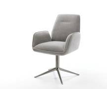 DELIFE Draaistoel Zoa-Flex zachte stof met structuur grijs kruispoot g...