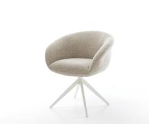 DELIFE Draaistoel Vinka-Flex met armleuning geweven stof beige kruisfr...