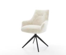 DELIFE Draaistoel Alja-Flex met armleuning pluchen crème-wit kruisfram...