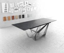 DELIFE Eettafel Edge 180-220x90cm Laminam® keramiek grijs middenpoot v...