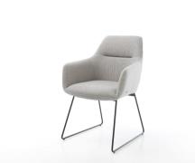 DELIFE Eetkamerstoel Pejo-Flex stripes lichtgrijs slipframe zwart pock...