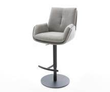 DELIFE Barstoel Clea-Flex structuurstof zacht grijs draaivoet in hoogt...
