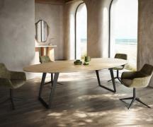 DELIFE Eetkamertafel Edge Oval 280x130 cm Keramiek Laminam® Sabbia eik...