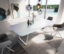 DELIFE Eetkamertafel Edge Boot 240x120 cm Reliefglas Parelmoer 3D-Desi...