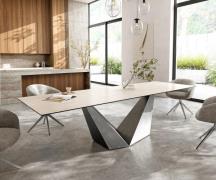 DELIFE Eettafel Edge 300x100 keramiek  Laminam® Travertino Bianco Crem...