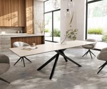 DELIFE Eetkamertafel Edge 300x100 cm Keramiek Laminam®Travertino Bianc...