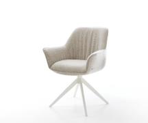 DELIFE Draaistoel Keila-Flex met armleuning geweven stof beige kruisfr...