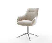 DELIFE Draaistoel Alja-Flex met armleuning geweven stof beige kruispoo...