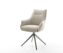 DELIFE Draaistoel Alja-Flex met armleuning geweven stof beige kruisfra...
