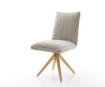 DELIFE Draaistoel Lelio-Flex geweven stof beige houten frame hoekig na...