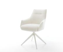 DELIFE Draaistoel Alja-Flex met armleuning bouclé zacht beige kruisfra...