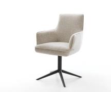 DELIFE Draaistoel Heira-Flex met armleuning geweven stof beige kruispo...