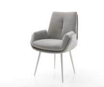DELIFE Eetkamerstoel Clea-Flex zachte stof met structuur grijs 4-poot ...